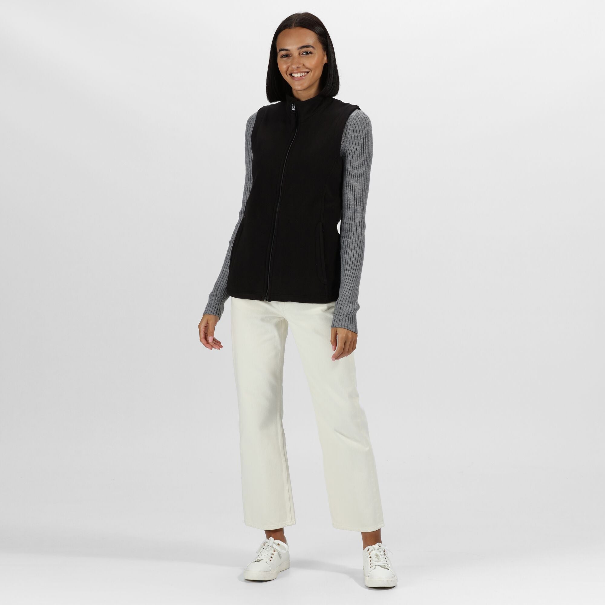 Regatta Women's Black Micro Fleece zipped pockets Shaped fit Body warmer #TRA802