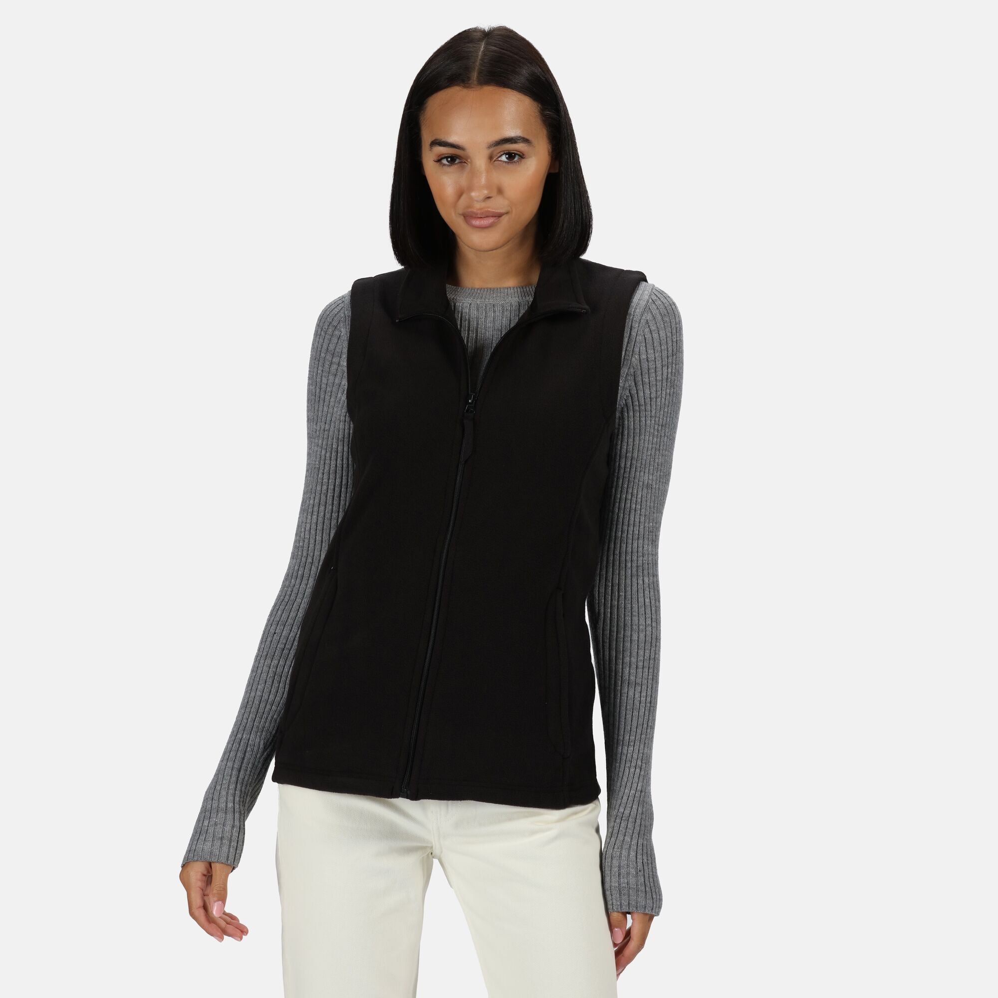 Regatta Women's Black Micro Fleece zipped pockets Shaped fit Body warmer #TRA802