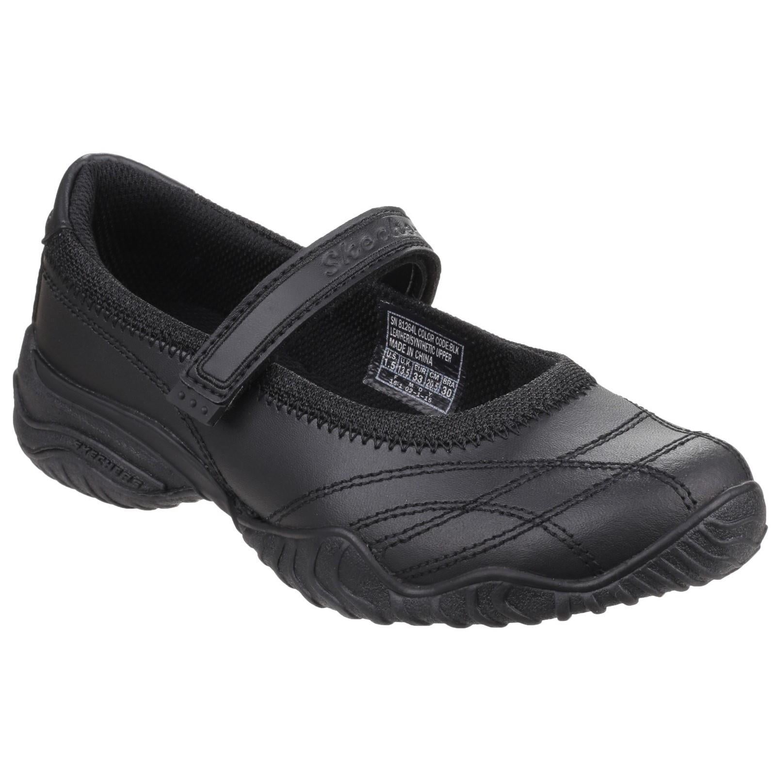 Skechers Velocity Pouty black leather girl's school shoe