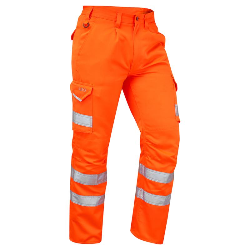 Leo Bideford high visibility Rail spec RIS 3279 polycotton cargo hi-viz trousers