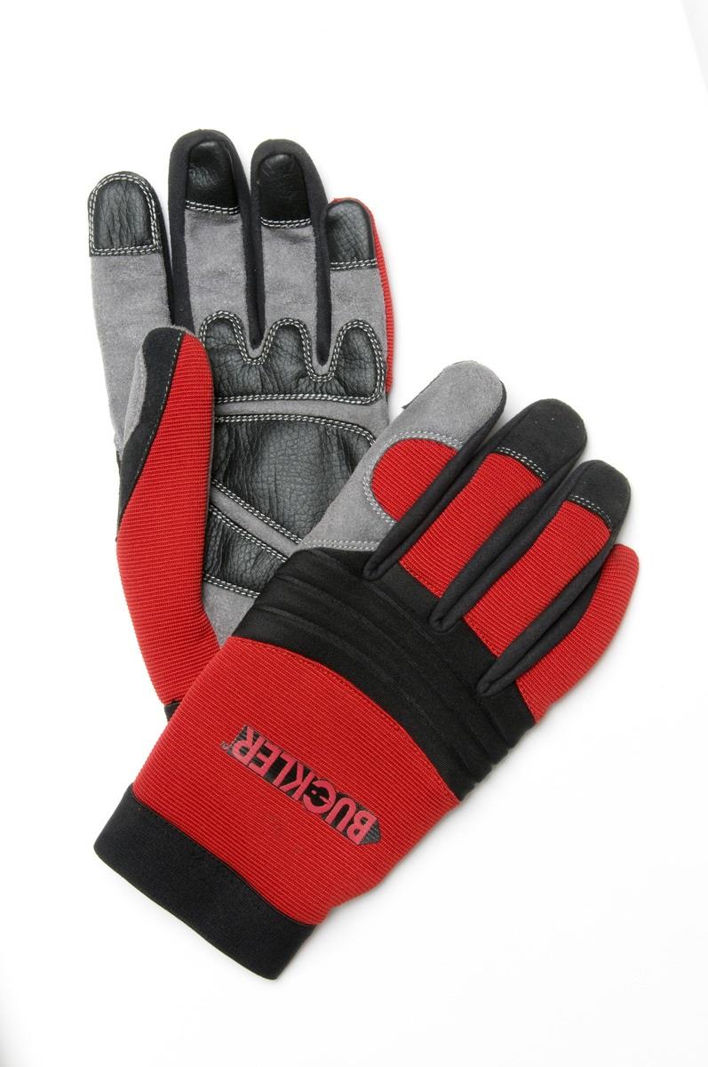 Buckler Handguardz red/grey synthetic elastic cuff protective work glove #HG1