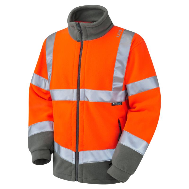 Leo HARTLAND recycled sustainable high visibility orange fleece #F01