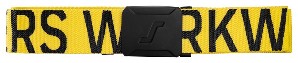 Snickers Logo yellow/black rubber coated metal buckle webbing belt #9004