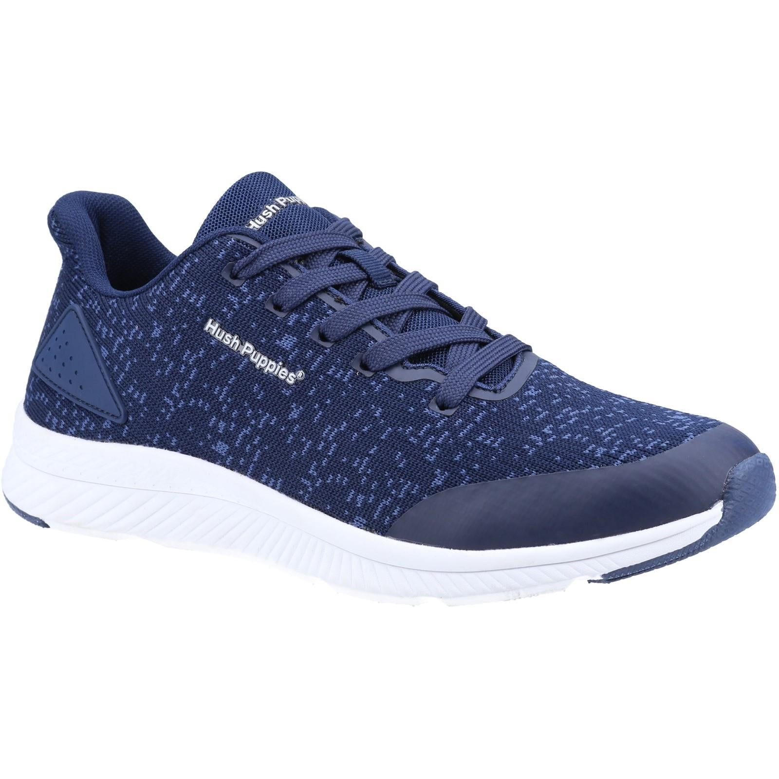 Hush Puppies Jason navy blue knit lightweight memory foam lace up trainers shoes