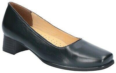 Amblers Walford navy leather wide-fit ladies court shoe