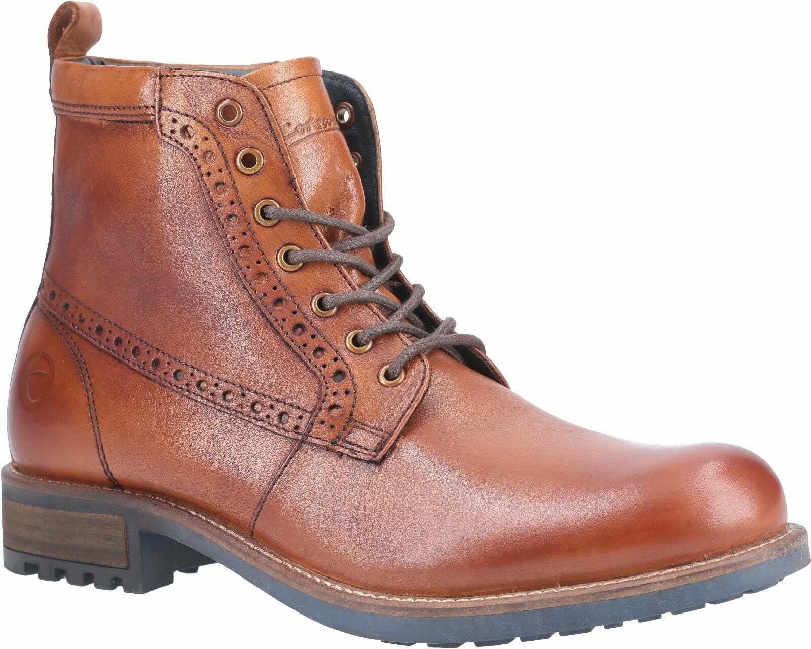 Cotswold Dauntsey tan leather lace up ankle boots