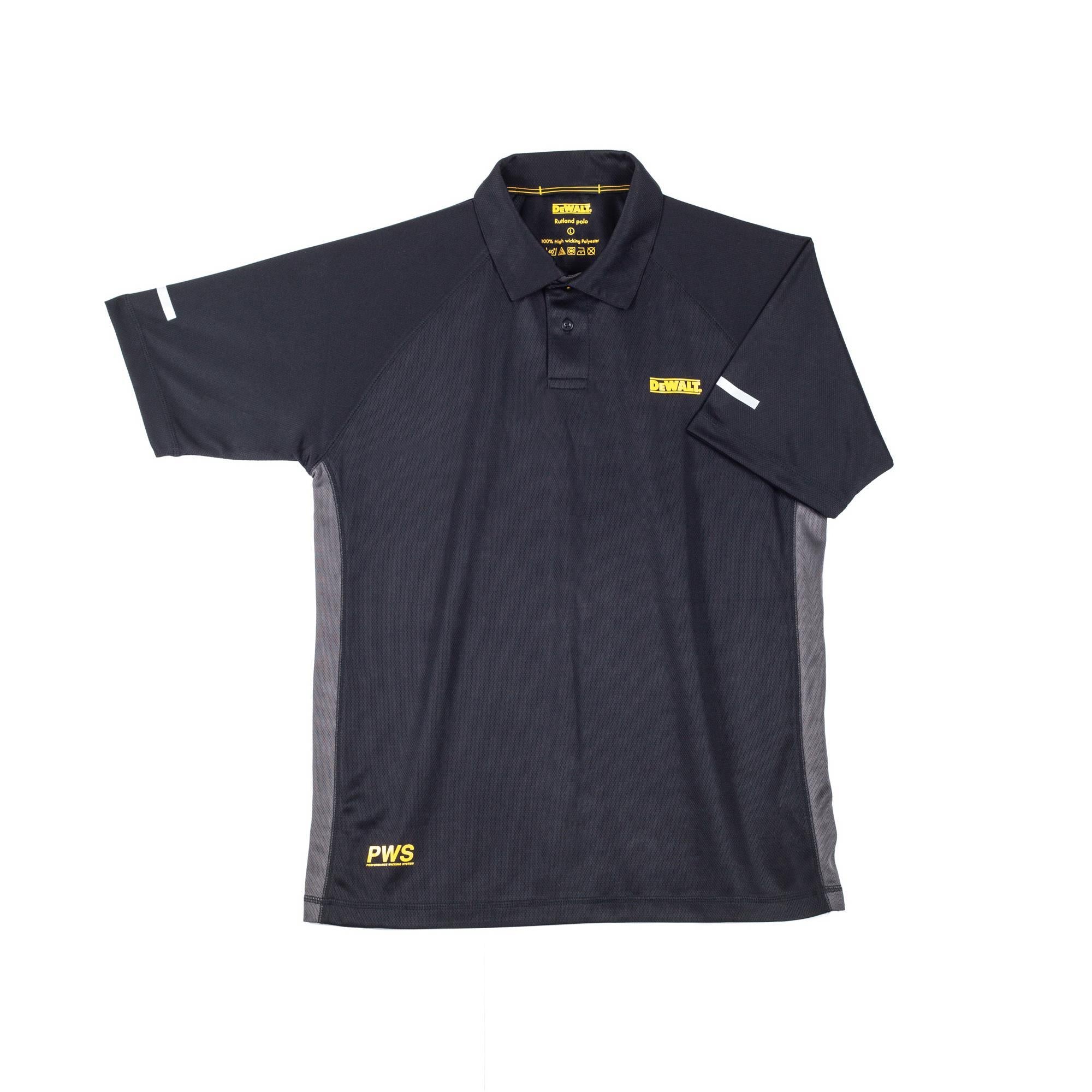 DeWalt Rutland black grey polyester fast-drying PWS button polo shirt