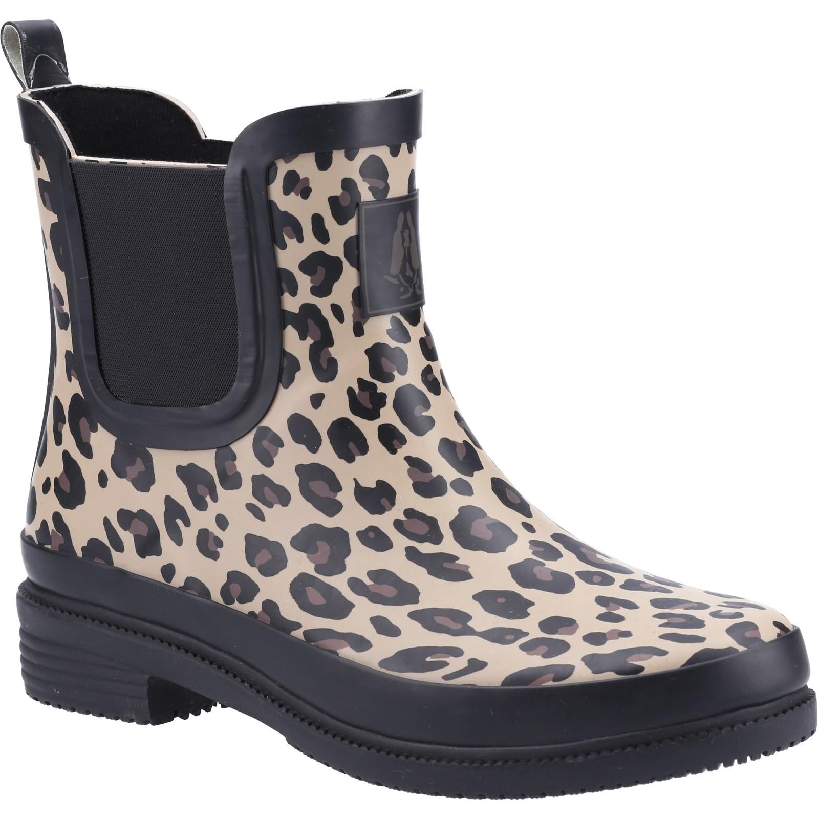 Hush Puppies Minnie leopard print ladies waterproof ankle wellington boots