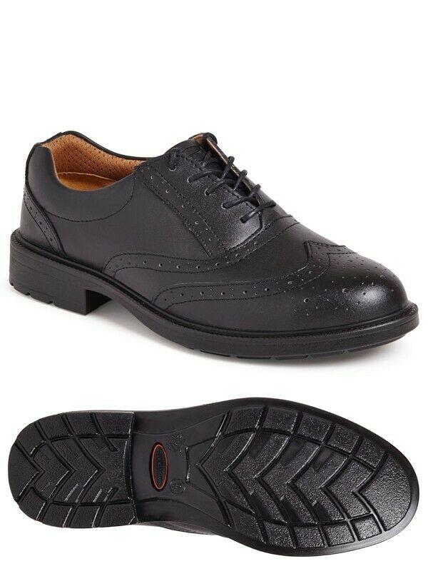 City Knights SS500CM S1P black leather steel toe/midsole safety brogue shoe