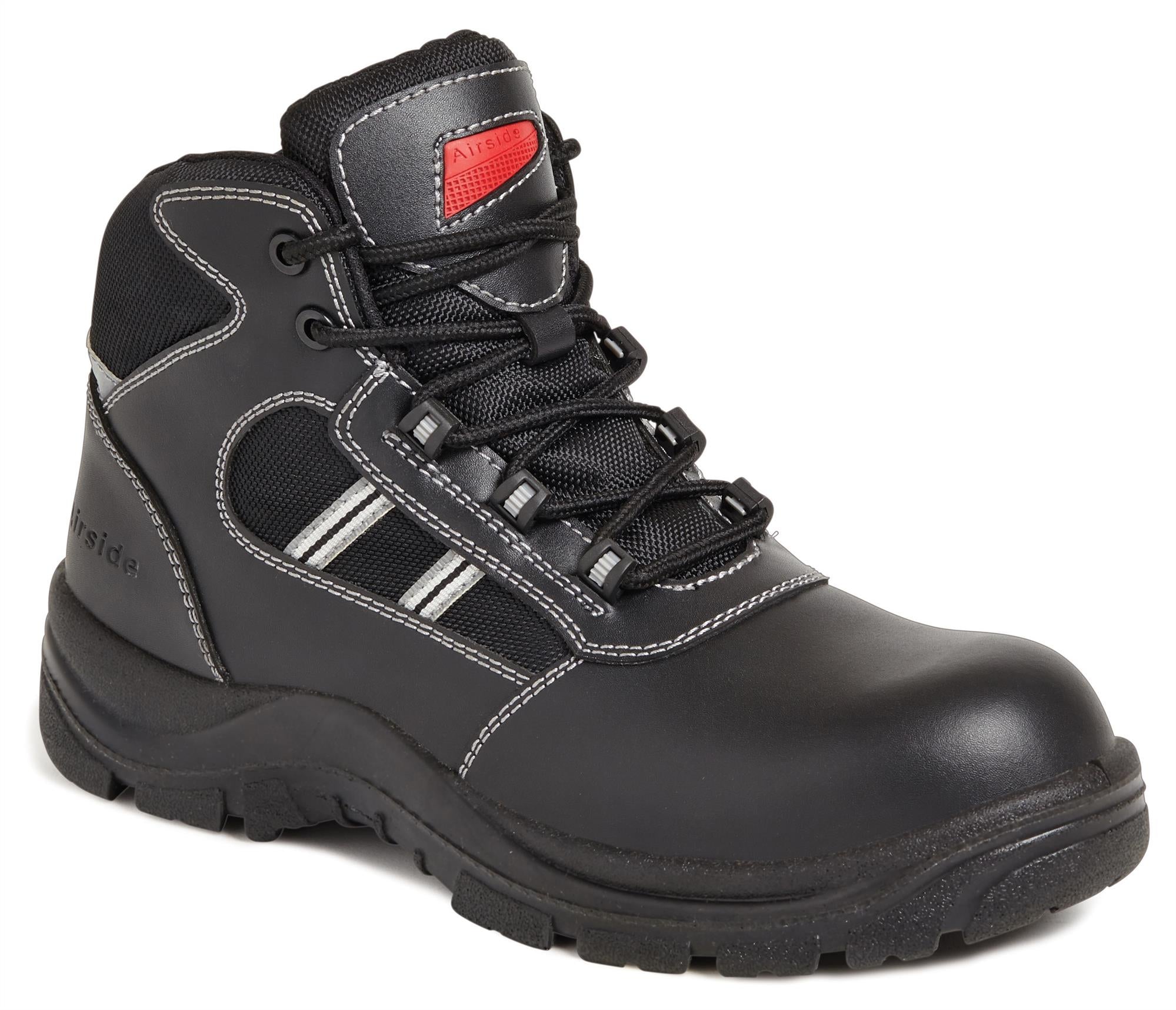 Airside S3 black leather metal-free composite toe/midsole safety hiker work boot #SS704CM