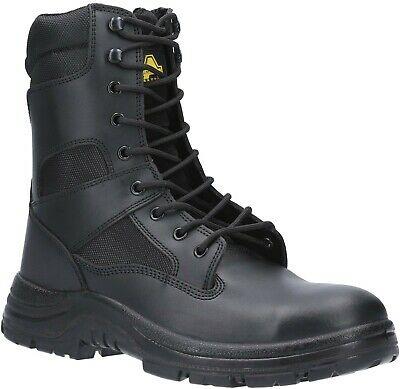 Amblers S3 black water-resistant side-zip steel toe/midsole combat safety work boot #FS008