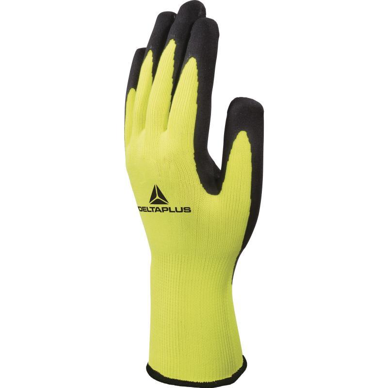 Delta Plus Apollon latex foam coated high visibility yellow work glove #VV733