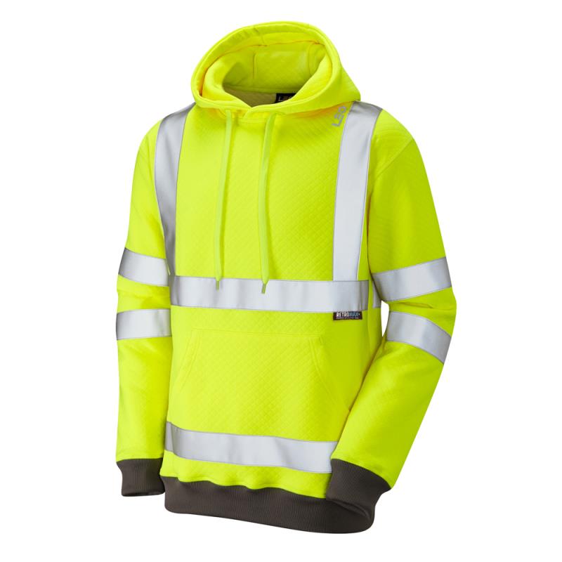Leo GOODLEIGH recycled sustainable sourced high visibility yellow work hoodie sweatshirt #SS01
