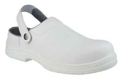 Amblers FS512 S2 white metal-free water-resistant composite toe cap safety clog