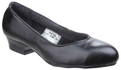 Amblers FS96 black leather womans 100 joule steel toe-cap safety court shoe