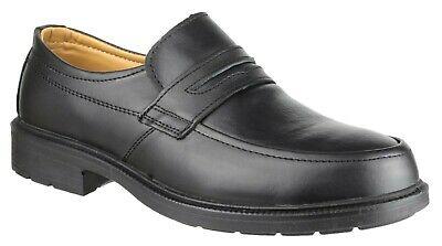 Amblers S1P black leather steel toe/midsole safety work shoe #FS46