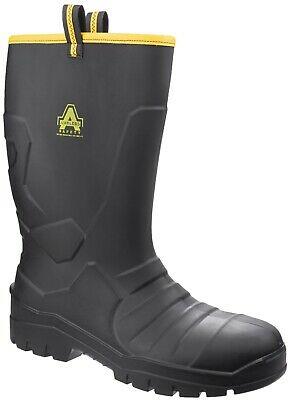 Amblers S5 black PU waterproof insulated steel toe/midsole safety rigger boot #AS1008