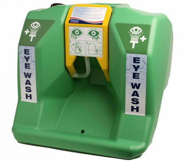 Portable eyewash wall-mounted or table top eyewash station when permanent plumbing not available
