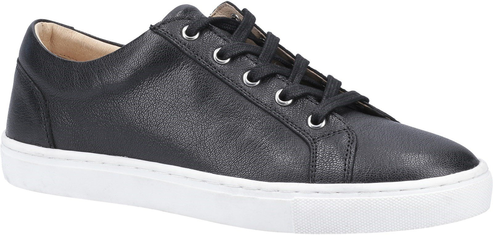 Hush Puppies Tessa black leather ladies lace up sneakers trainers shoes