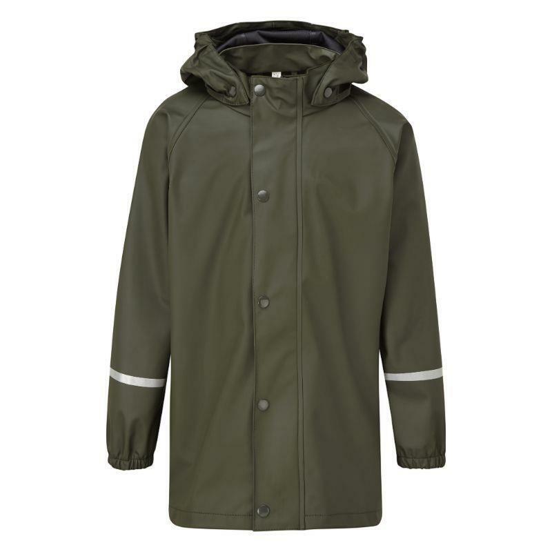 Fort waterproof kids jacket - green childs rain tear-resistant hooded coat #283