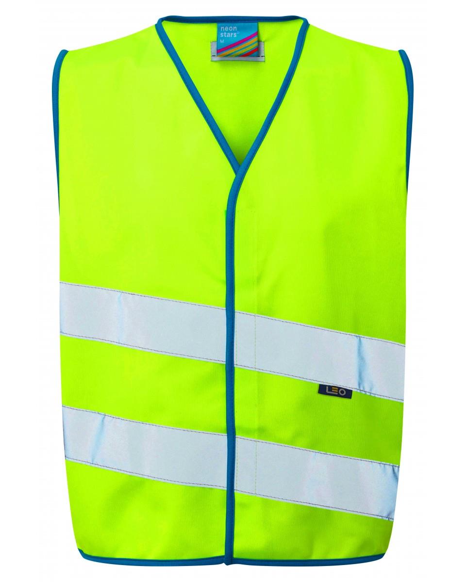Leo Neonstars lime high visibility EN 1150 children's waistcoat
