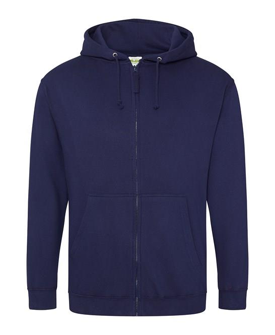 Just Hoods AWDis oxford navy zip-front men's hooded sweatshirt hoodie #JH050