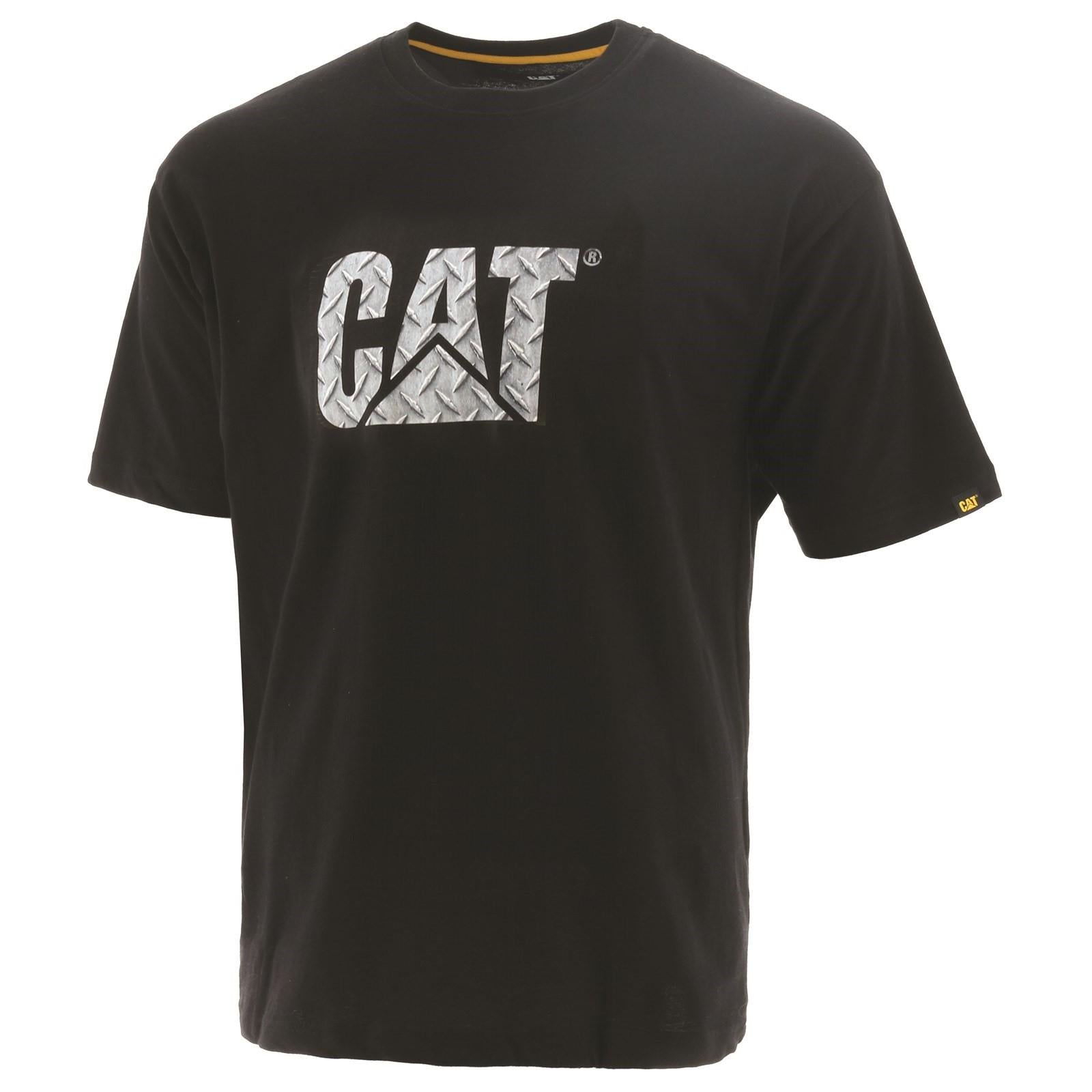 Caterpillar CAT black cotton checker-plate logo Tee T-shirt #1510296