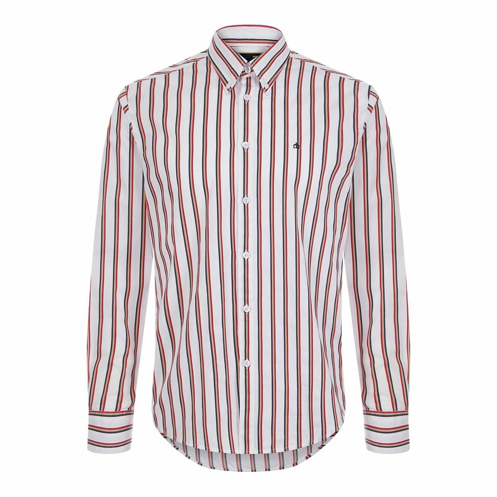 MERC Elsted white long-sleeve striped cotton shirt