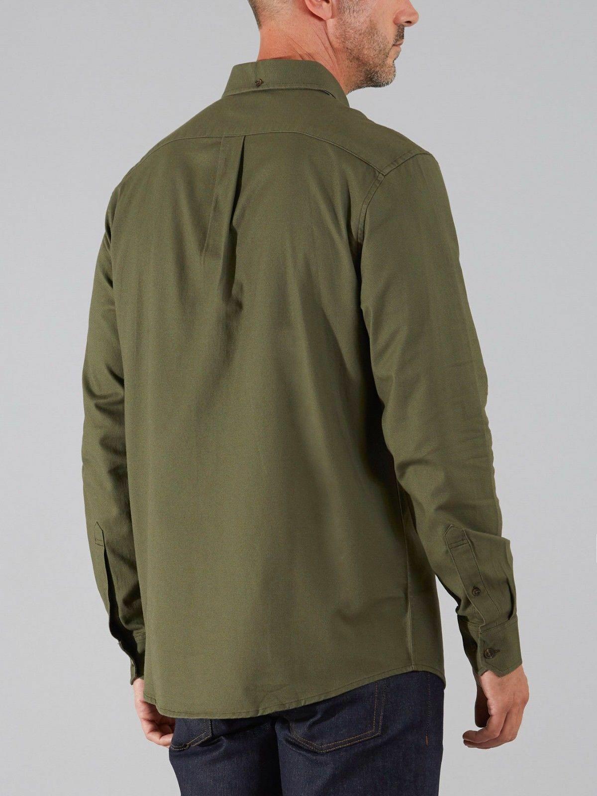 Farah THOMPSON khaki oxford long-sleeve button-down shirt size small