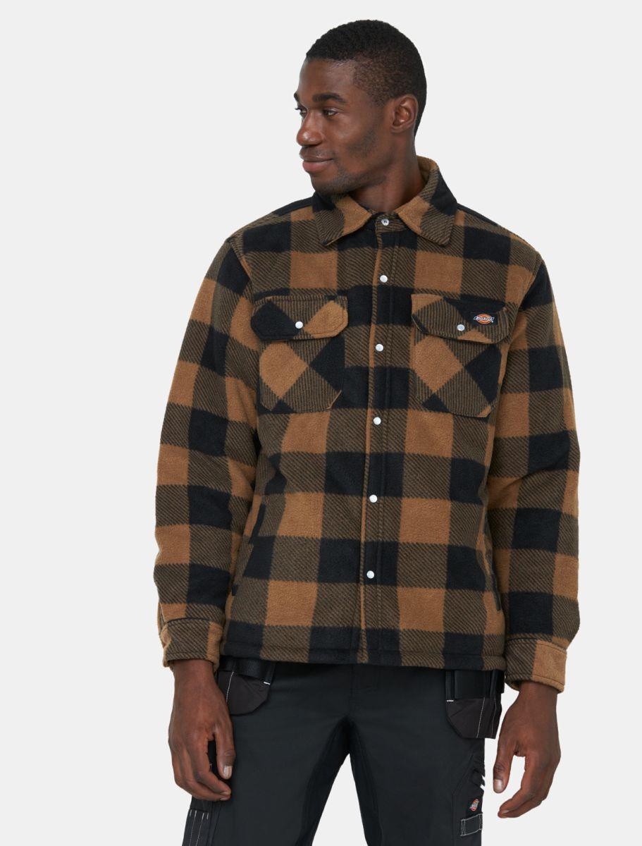 Dickies Portland Shacket khaki check padded quilted work shirt
