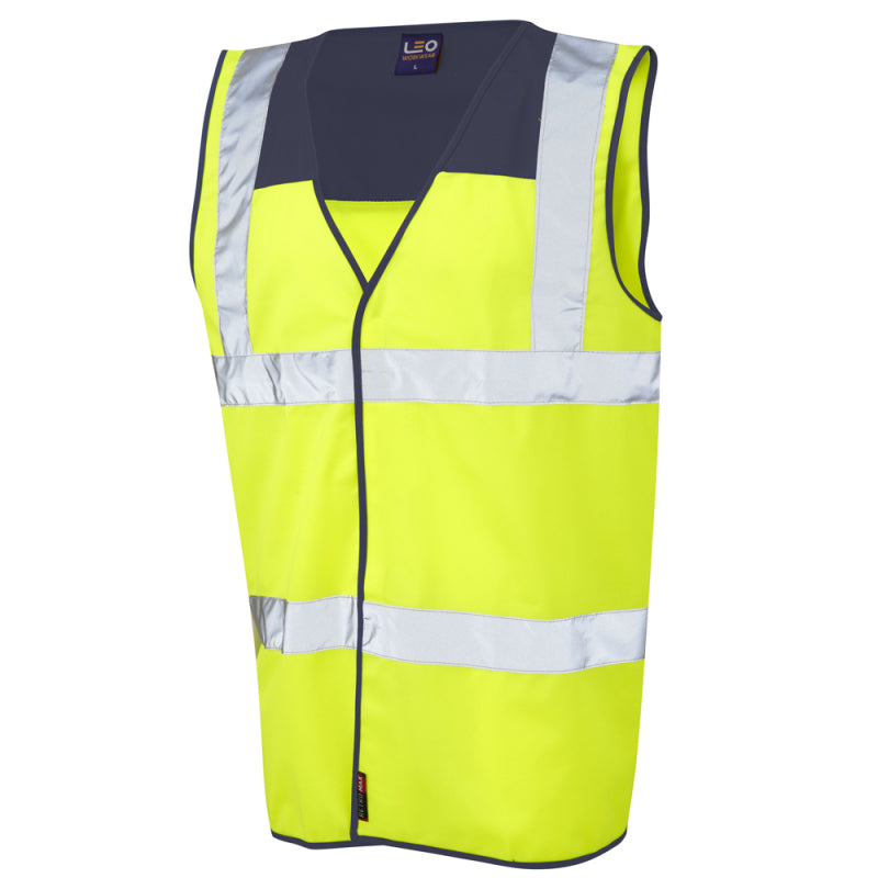 Leo Bradworthy high visibility yellow/navy yoke ISO 20471;2 safety waistcoat