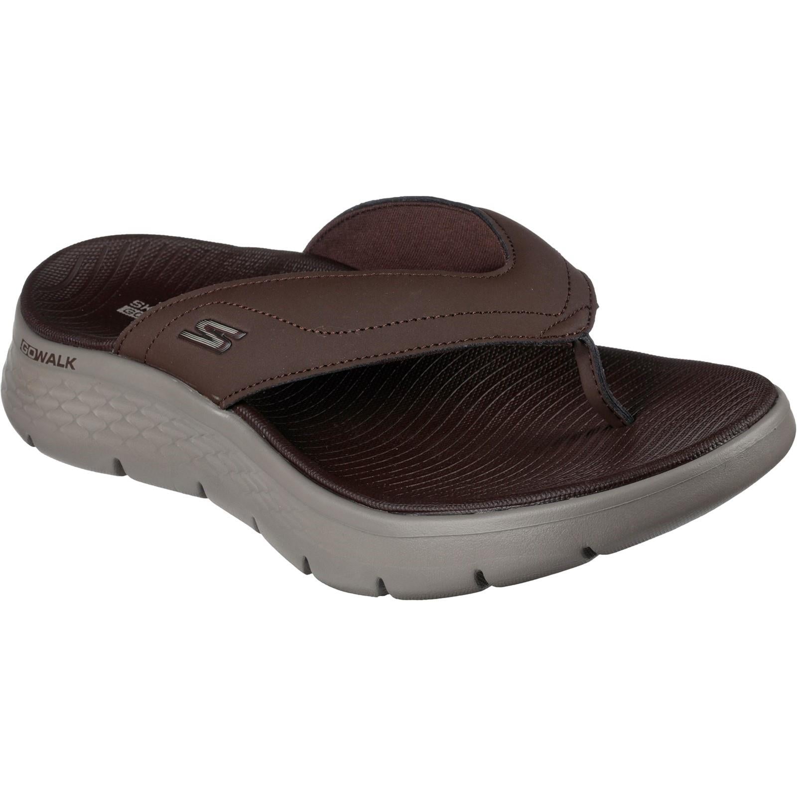 Skechers Go Walk Flex Vallejo men's chocolate brown summer flip-flop sandal #SK229202