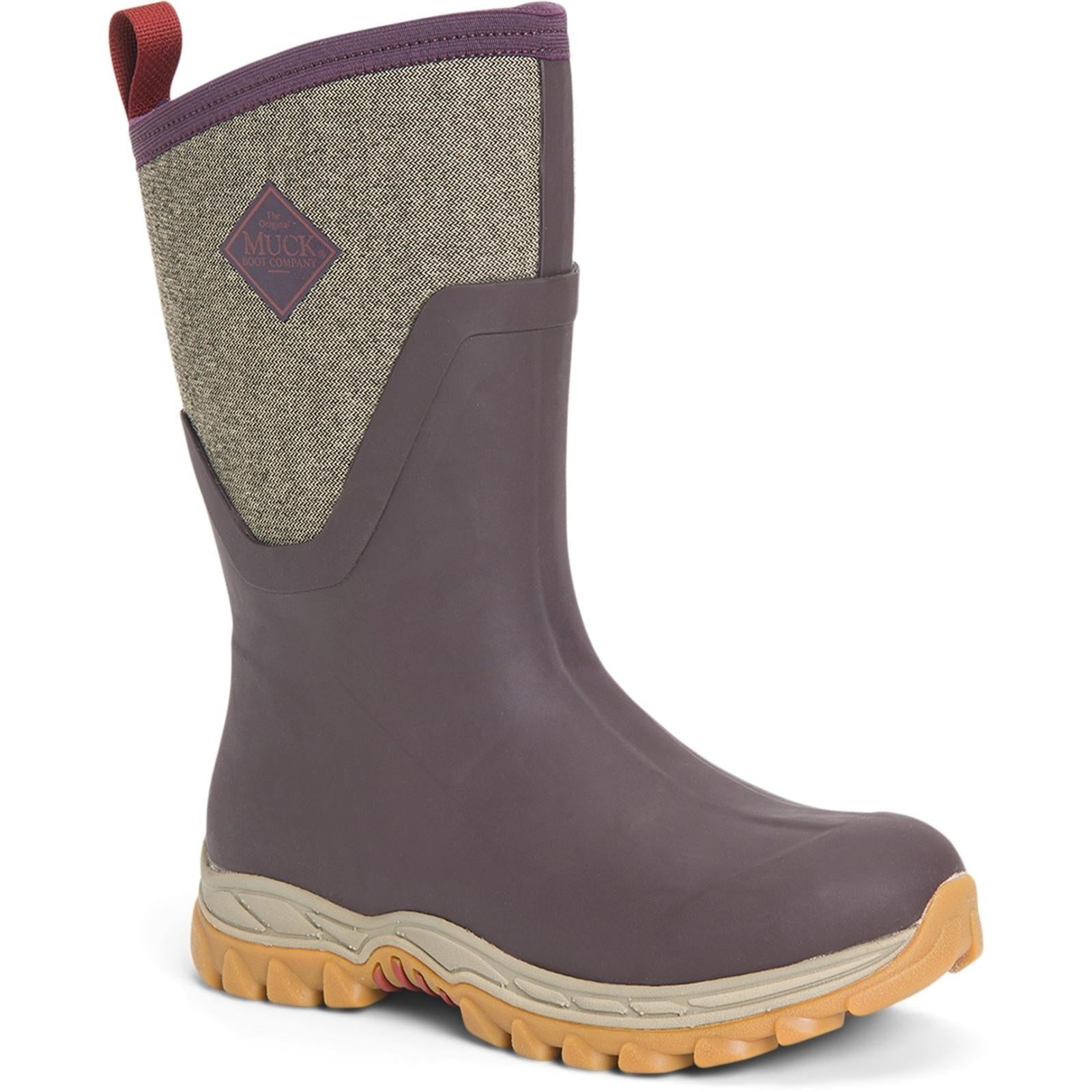 Muck Boots Arctic Sport Mid ladies wine warm fleece lined wellington boots