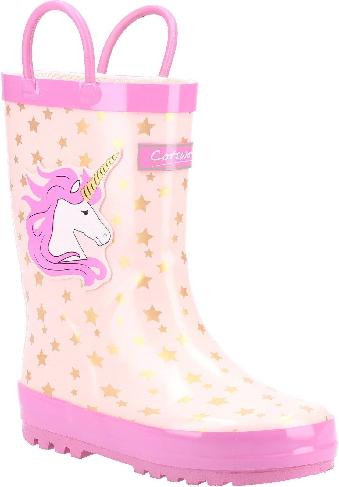 Cotswold Puddle Unicorn kid's rubber waterproof pull-on wellington boot