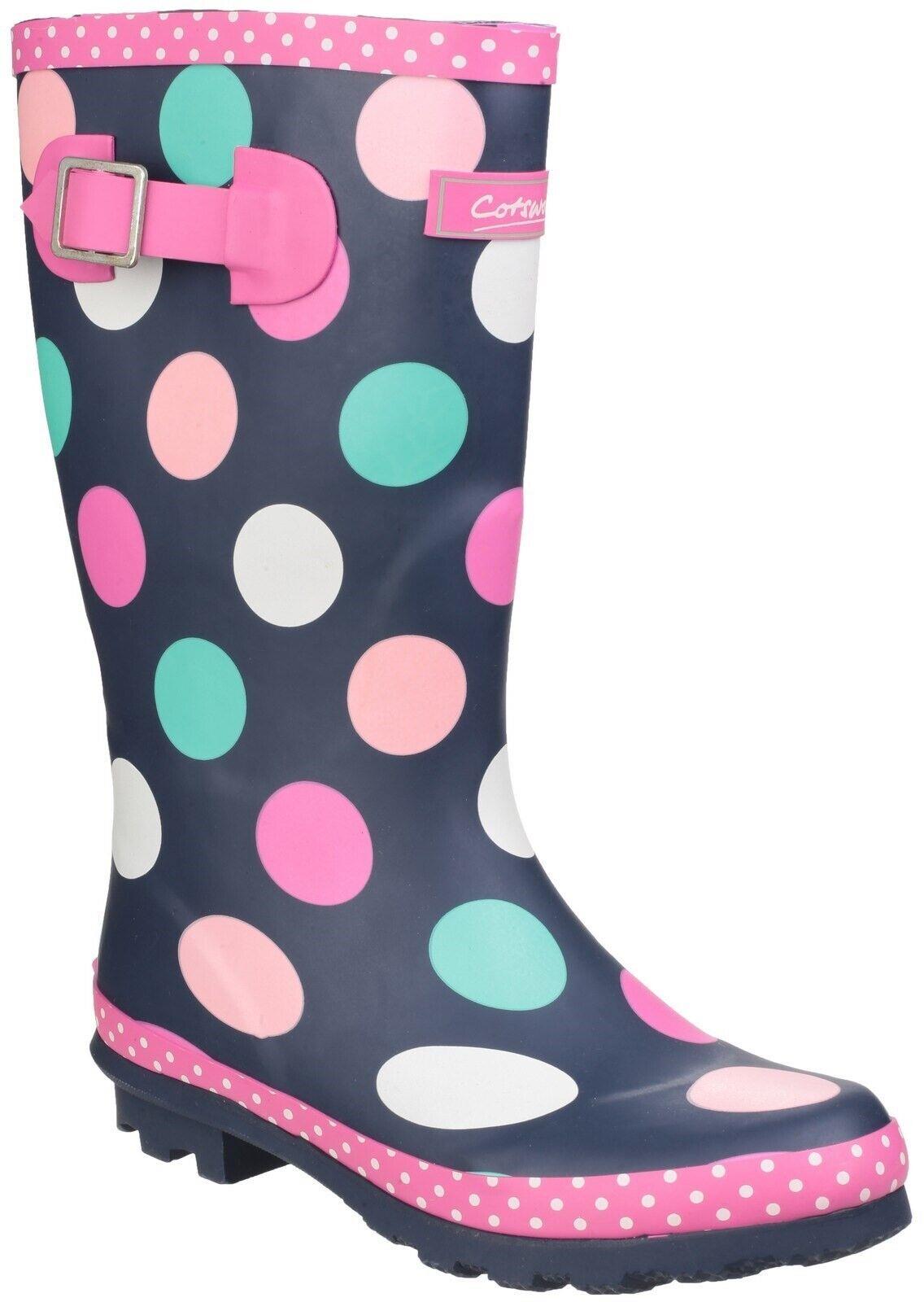 Cotswold Dotty girls spot print waterproof rubber wellington boot