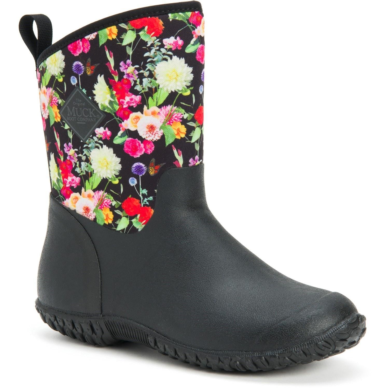 Muck Boots Muckster II Mid ladies black floral waterproof warm wellington boots