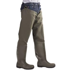 Amblers Forth S5 green pvc steel toe/midsole safety thigh wader #1003TW