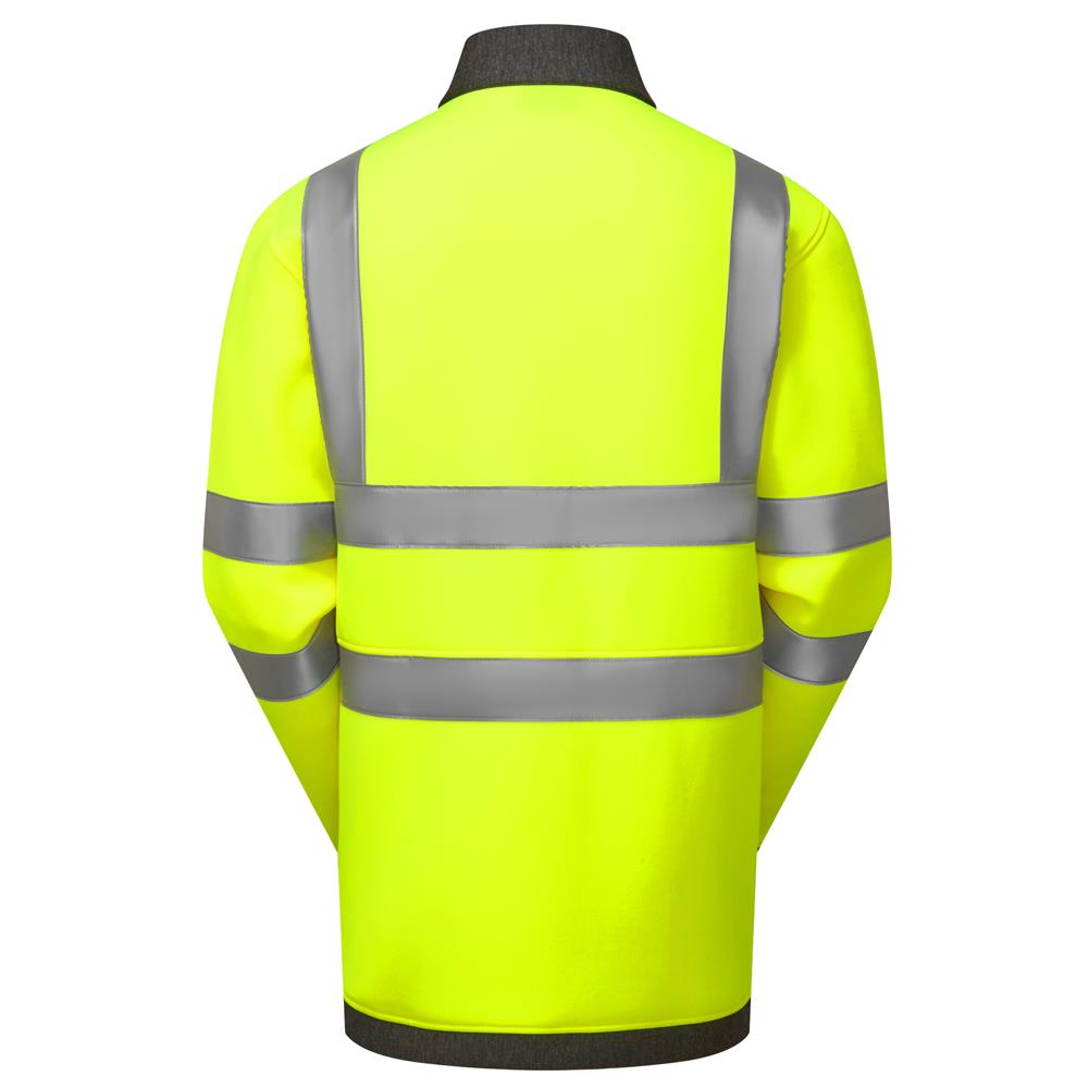 Leo Arganite EcoViz yellow high visibility warm full zip work sweatshirt