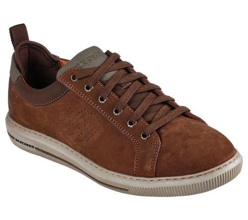 Skechers Pertola Ruston chocolate men's casual leather lace-up shoe #210450