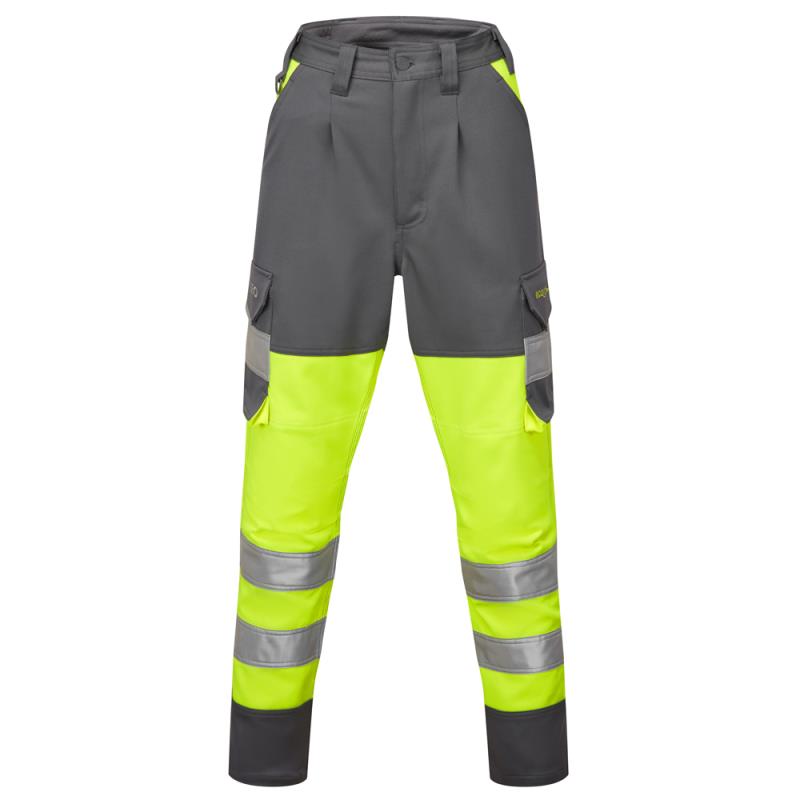 Leo Beckamoor EcoViz ladies yellow/grey high visibility cargo work trousers